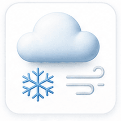 Cold cloud, snowflake, and dry wind icon.